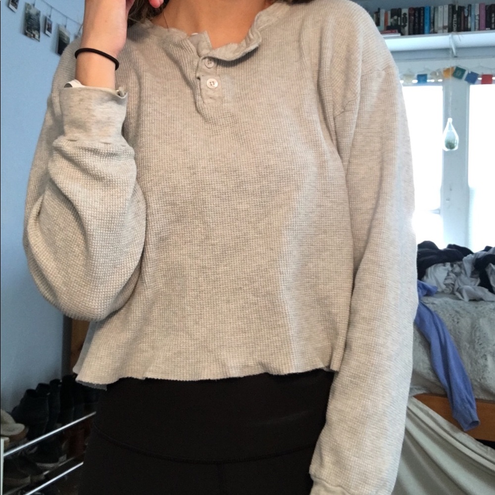 Brandy Melville cropped waffle long sleeve